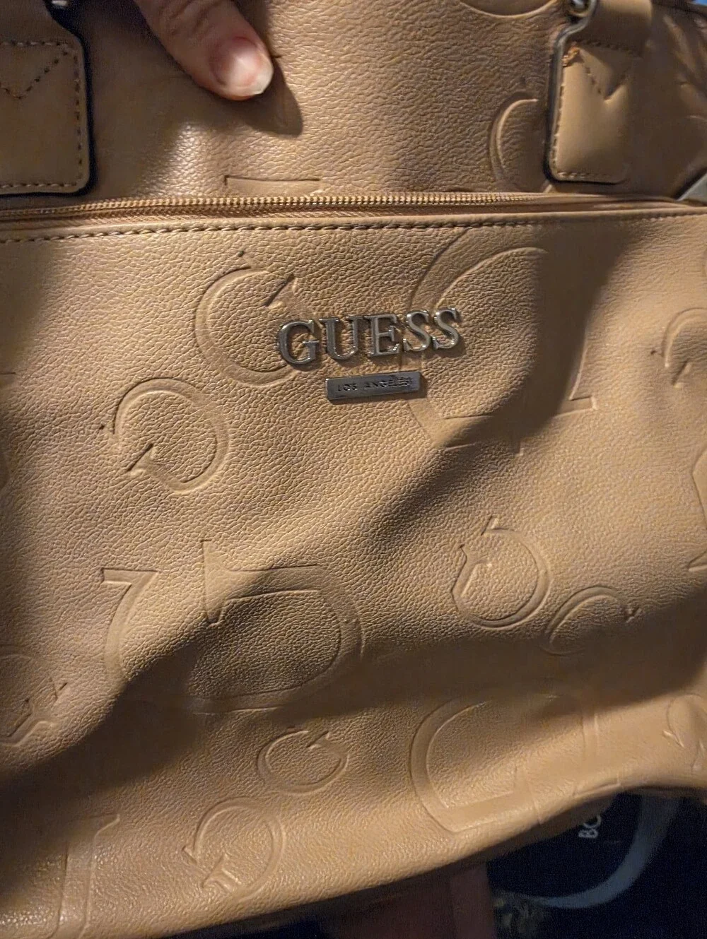 GUESS debossed logo diaper bag tote